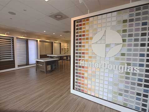 Showroom interior filled with window covering samples